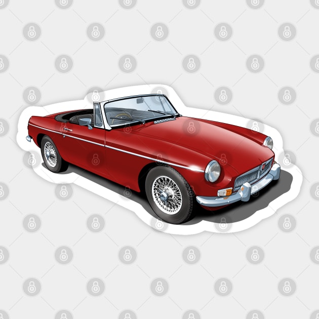 MGB Roadster in tartan red Sticker by candcretro